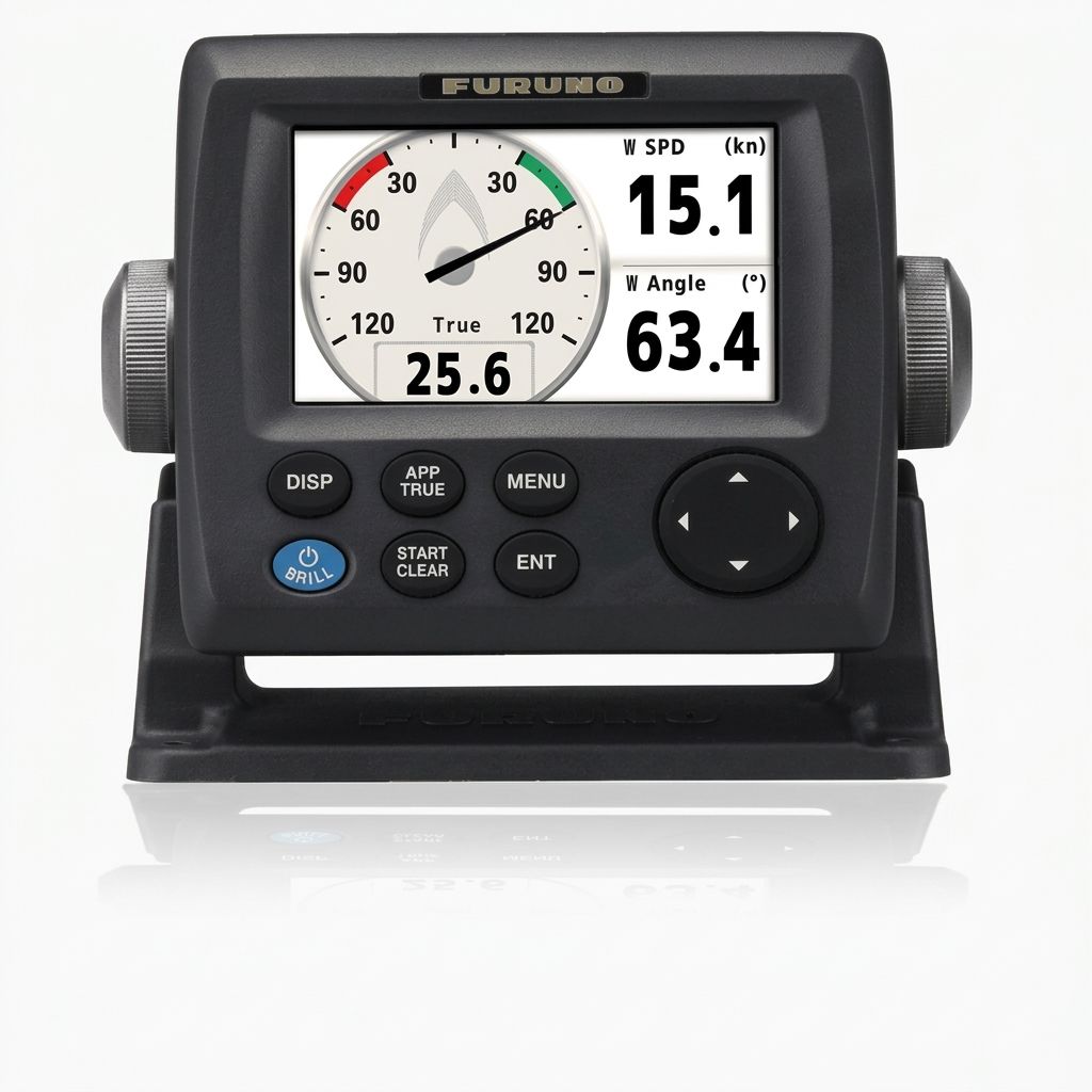 Furuno RD33 marine instrument displaying navigation data.