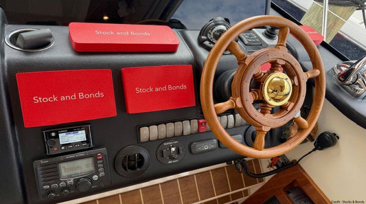 Smartcraft cover on a motorboat, positioned near the steering wheel.