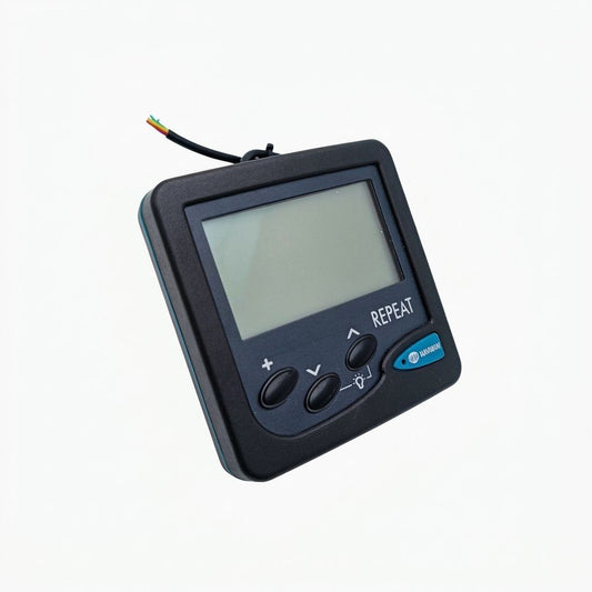 Navman 100 marine instrument displaying boat speed and water depth readings