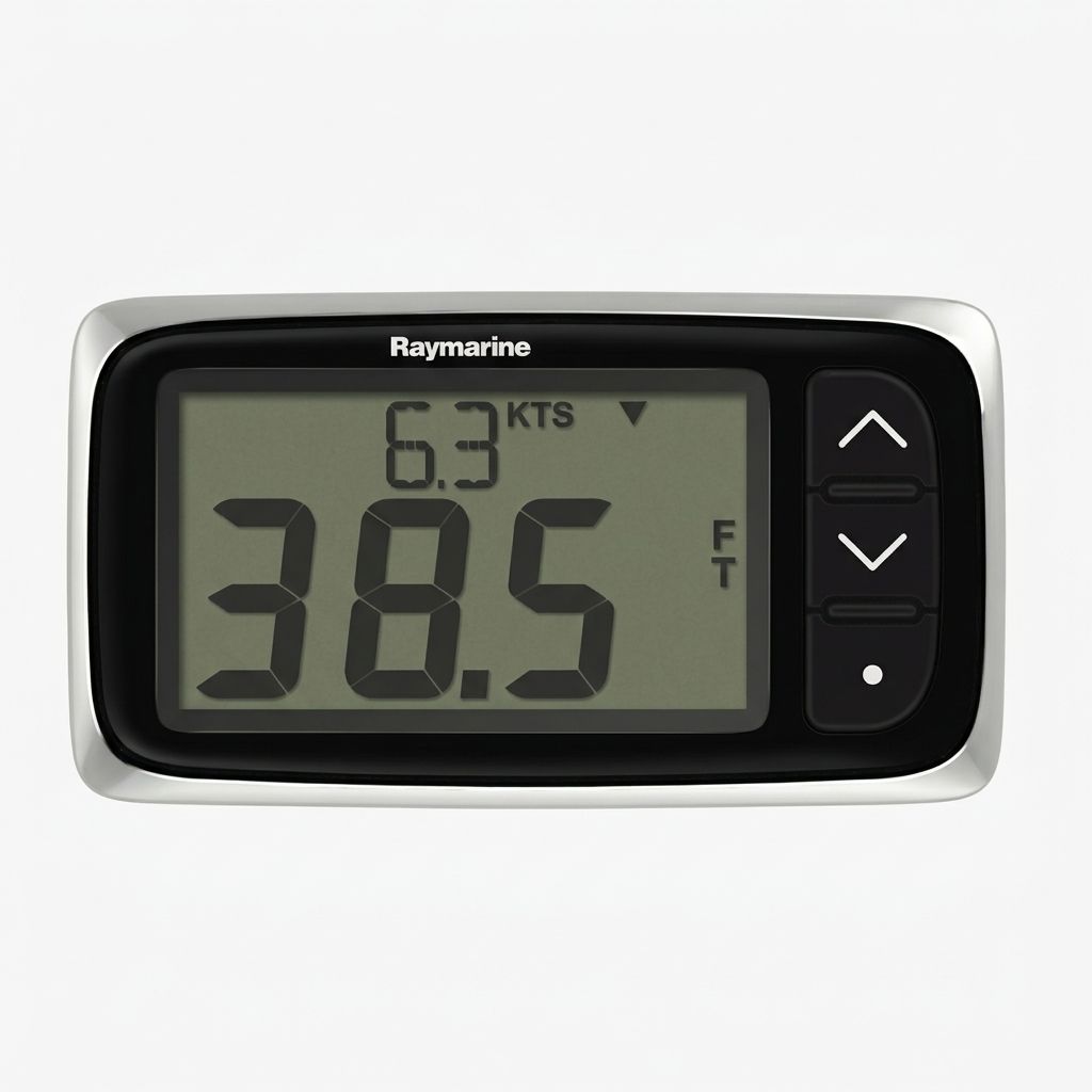 Raymarine i40 marine instruments displaying boat speed and water depth