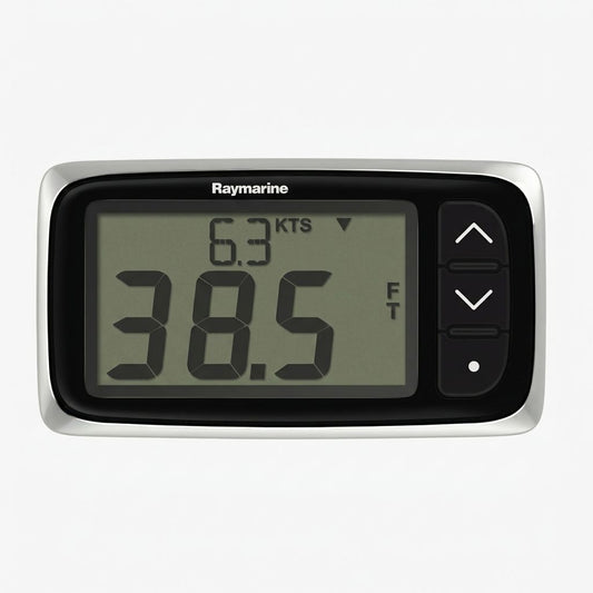 Raymarine i40 marine instruments displaying boat speed and water depth
