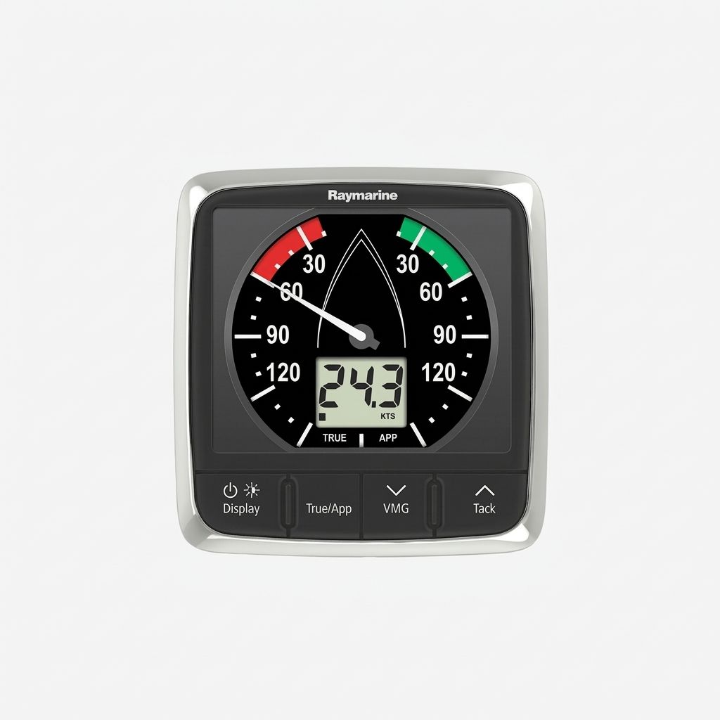 Raymarine i60 Wind instruments showing wind speed and direction, with a Close Hauled (CH) display.