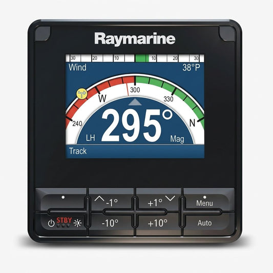 Raymarine P70s unité de commande de pilote automatique avec un écran affichant des données de navigation.